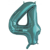 Giant INFLATED Teal Number 4 Foil 86cm Balloon #213814