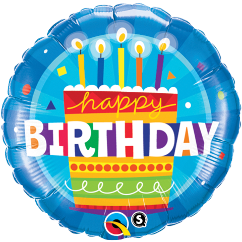 Happy Birthday Blue Cake Foil 45cm Balloon #16695