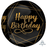 Happy Birthday Orbz Elegant Black & Gold Foil Balloon #4110201