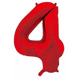 Giant INFLATED Red Number 4 Foil 86cm Balloon #213824