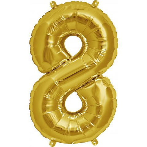 Gold Number 8 Balloon AIR FILLED  SMALL 41cm #00565