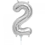 AIR FILLED ONLY Silver Number 2 Balloon 41cm #00434