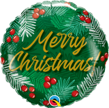 Merry Christmas Foil 45cm Holly Berry Balloon #89851