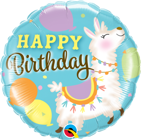 Happy Birthday Llama Foil 45cm Balloon #58905