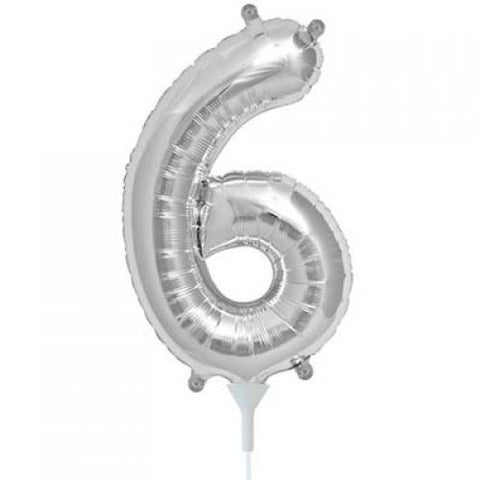 Air Fill Silver Number 6 Balloon 41cm #00438