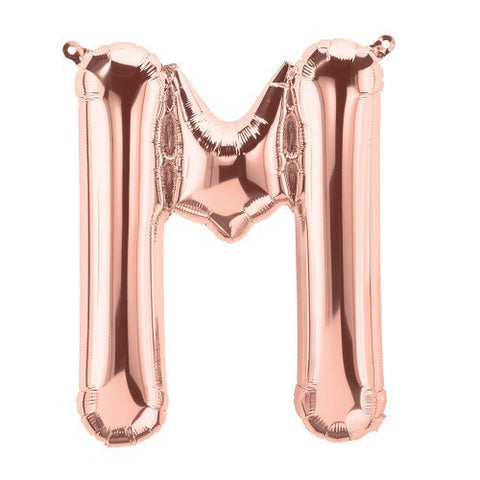 Rose Gold Letter M Balloon AIR FILLED SMALL 41cm #01349