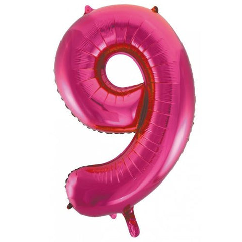 Giant INFLATED Magenta Number 9 Foil 86cm Balloon #213729