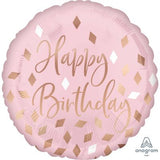 Happy Birthday Blush Pink & Rose Gold Foil 43cm Balloon #42116