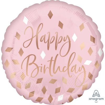 Happy Birthday Blush Pink & Rose Gold Foil 43cm Balloon #42116