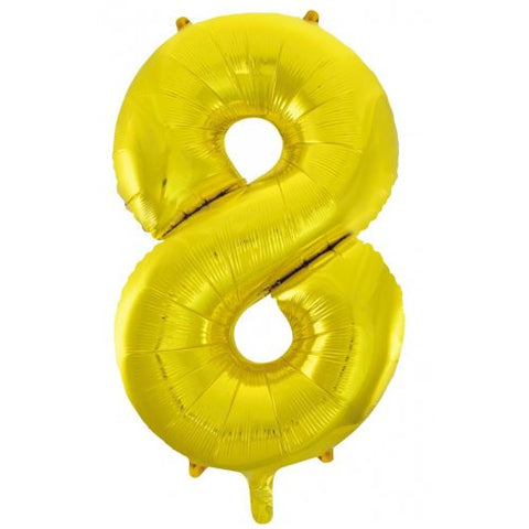 Giant INFLATED Gold Number 8 (Yellow Gold) Foil 86cm Balloon #213718