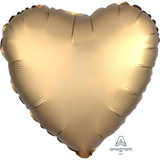 Gold Satin Luxe Foil Heart 43cm Balloon INFLATED #36803