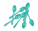 Turquoise Reusable Plastic Cutlery Dessert Spoons 20pk