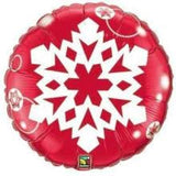 Festive Red Snowflake Foil Balloon INFLATED 45cm 18" #96602