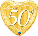 Anniversary Foil 50th Gold Heart 45cm Balloon #91943