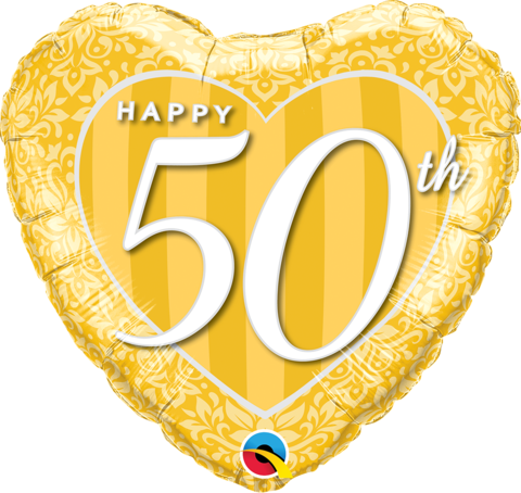 Anniversary Foil 50th Gold Heart 45cm Balloon #91943