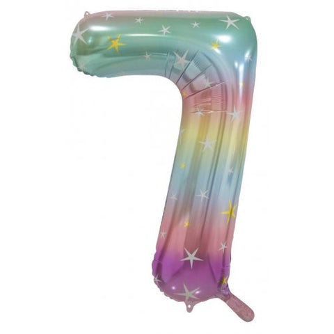 Giant INFLATED Pastel Rainbow Number 7 Foil Balloon #213797