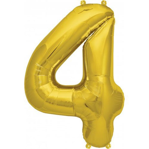 Gold Number 4 Balloon AIR FILLED  SMALL 41cm #00561