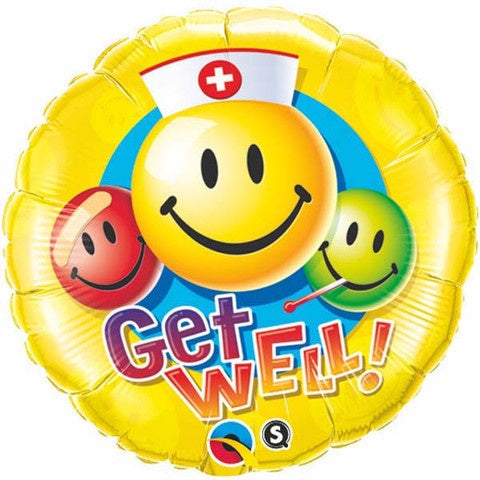 Get Well Smiley Face Nurse Foil 45cm Balloon INFLATED #29624