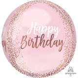 Happy Birthday Orbz Blush Pink & Rose Gold Foil Balloon #41103