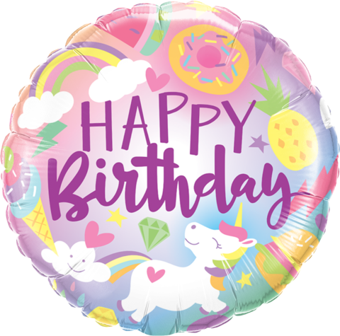 Happy Birthday Unicorns & Icecreams Foil 45cm Balloon #88010