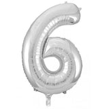 Giant INFLATED Silver Number 6 Foil 86cm Balloon #213706