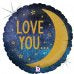 Moon & Back Glitter Holographic 46cm 18 Inch Round Foil Balloon INFLATED #780401