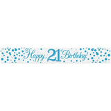 21st Birthday Banner Sparkling Fizz Blue 2.7m #625846