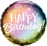 Happy Birthday Ombre Pastels Foil 45cm Balloon #88027