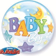 Baby Boy Bubble Balloon Stars & Moons #23597