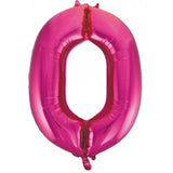 Giant INFLATED Magenta Number Zero (0) Foil 86cm Balloon #213720