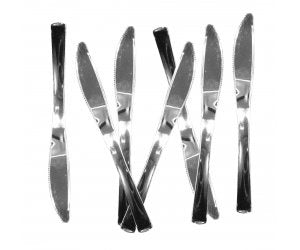 Silver Shiny Metallic Reusable Plastic Cutlery Knife Knives 20 pack #5102