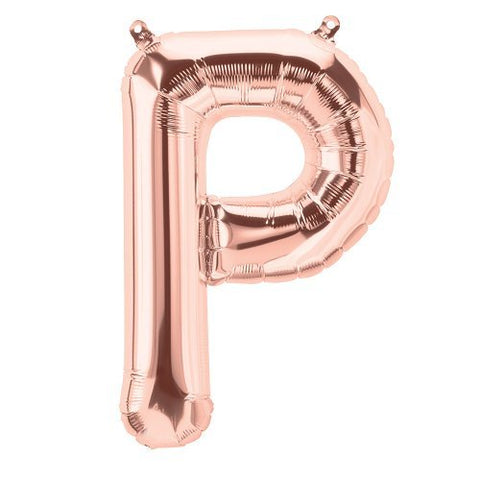 Rose Gold Letter P Balloon AIR FILLED SMALL 41cm #01352