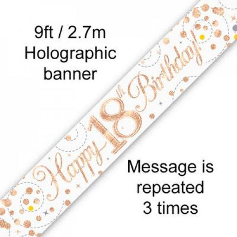 18th Birthday Foil Banner Rose Gold 2.7m