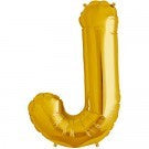 Gold Letter J foil Balloon AIR FILLED SMALL 41cm #00576