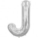 Silver Letter J Balloon AIR FILLED SMALL 41cm #00488