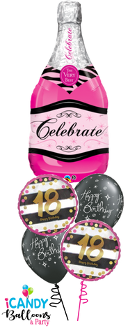 18th Birthday Pink Celebrate Balloon Bouquet #18BD11