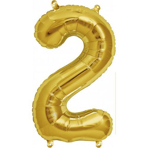 Gold Number 2 Balloon AIR FILLED  SMALL 41cm #00559