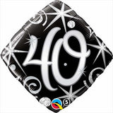 40th Birthday Foil Diamond Black & Silver #30012
