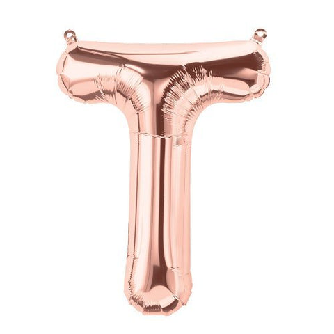 Rose Gold Letter T Balloon AIR FILLED SMALL 41cm #01356