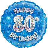 80th Birthday Foil Blue Balloon Oaktree #228069