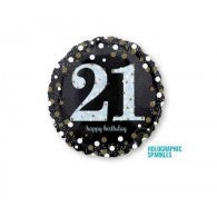 21st Birthday Foil Black & Gold Balloon 45cm #33238