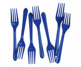 Dark Blue Reusable Plastic Cutlery Forks 20pk