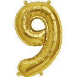 Gold Number 9 Balloon 41cm #00566