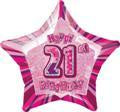 21st Birthday Foil Pink Star 45cm Balloon INFLATED #55107