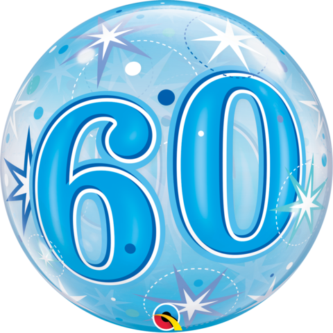 60th Birthday Bubble Blue Balloon #48449