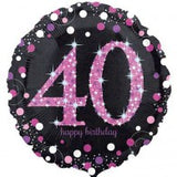 40th Birthday Foil Magenta & Black Balloon #33786