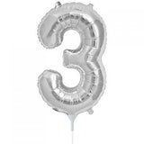 AIR FILLED ONLY Silver Number 3 Balloon 41cm #00435