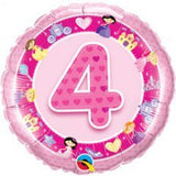 4th Birthday Pink Princess Foil 45cm #26306