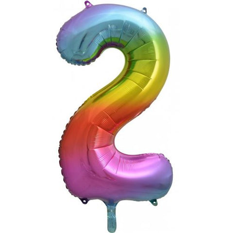 Giant INFLATED Rainbow Splash Number 2 Foil 86cm Balloon #213772