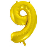 Giant INFLATED Gold Number 9 (Yellow Gold) Foil 86cm Balloon #213719